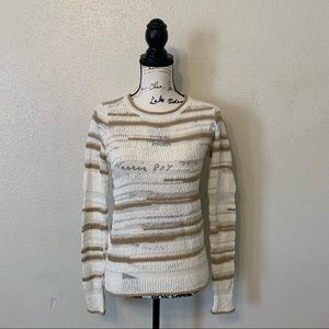 Ana Netted Crochet Camel White Sweater